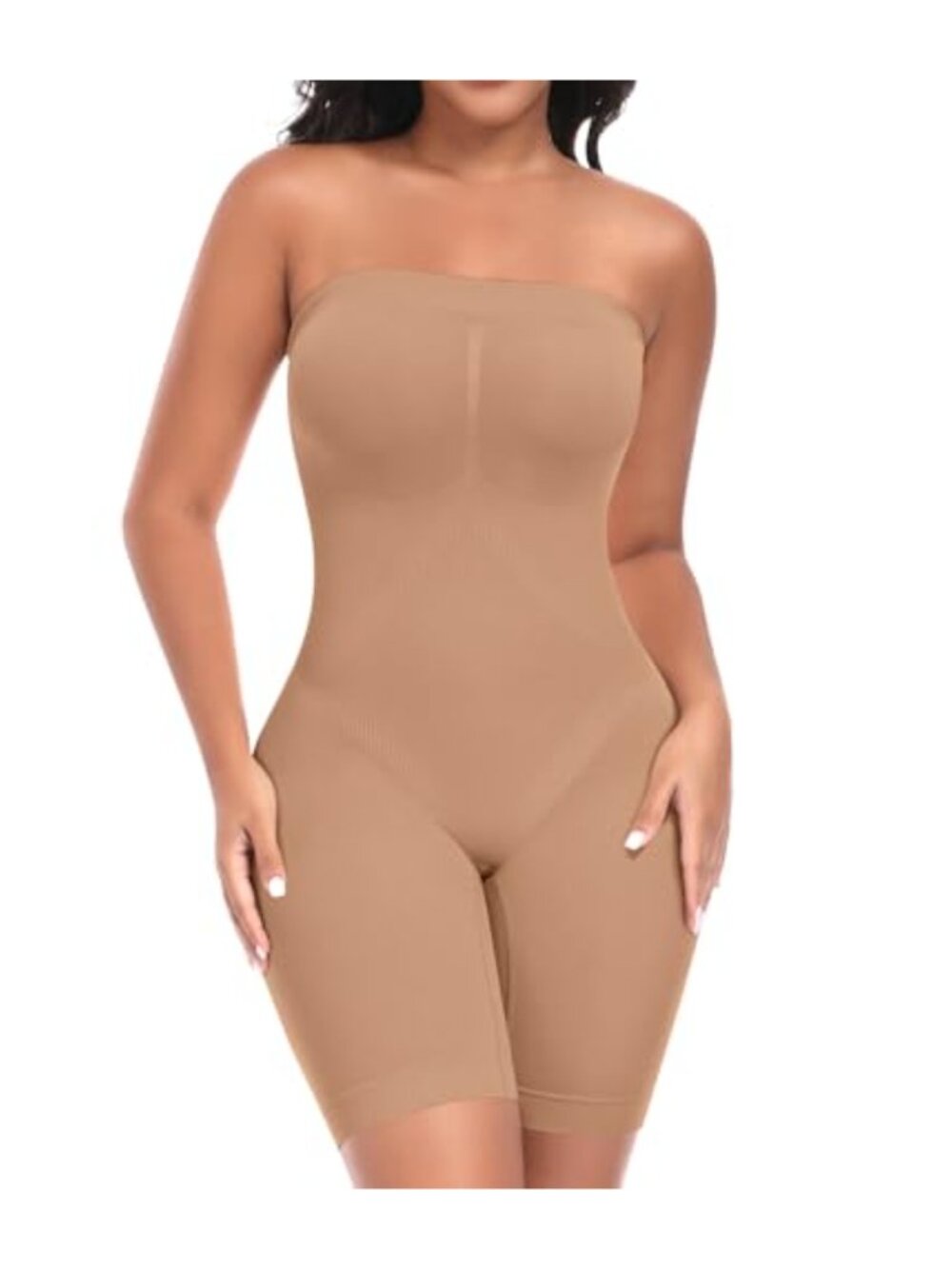 Full Body Shapewear Bodysuit Women Strapless Mid Thigh Seamless Tummy Control